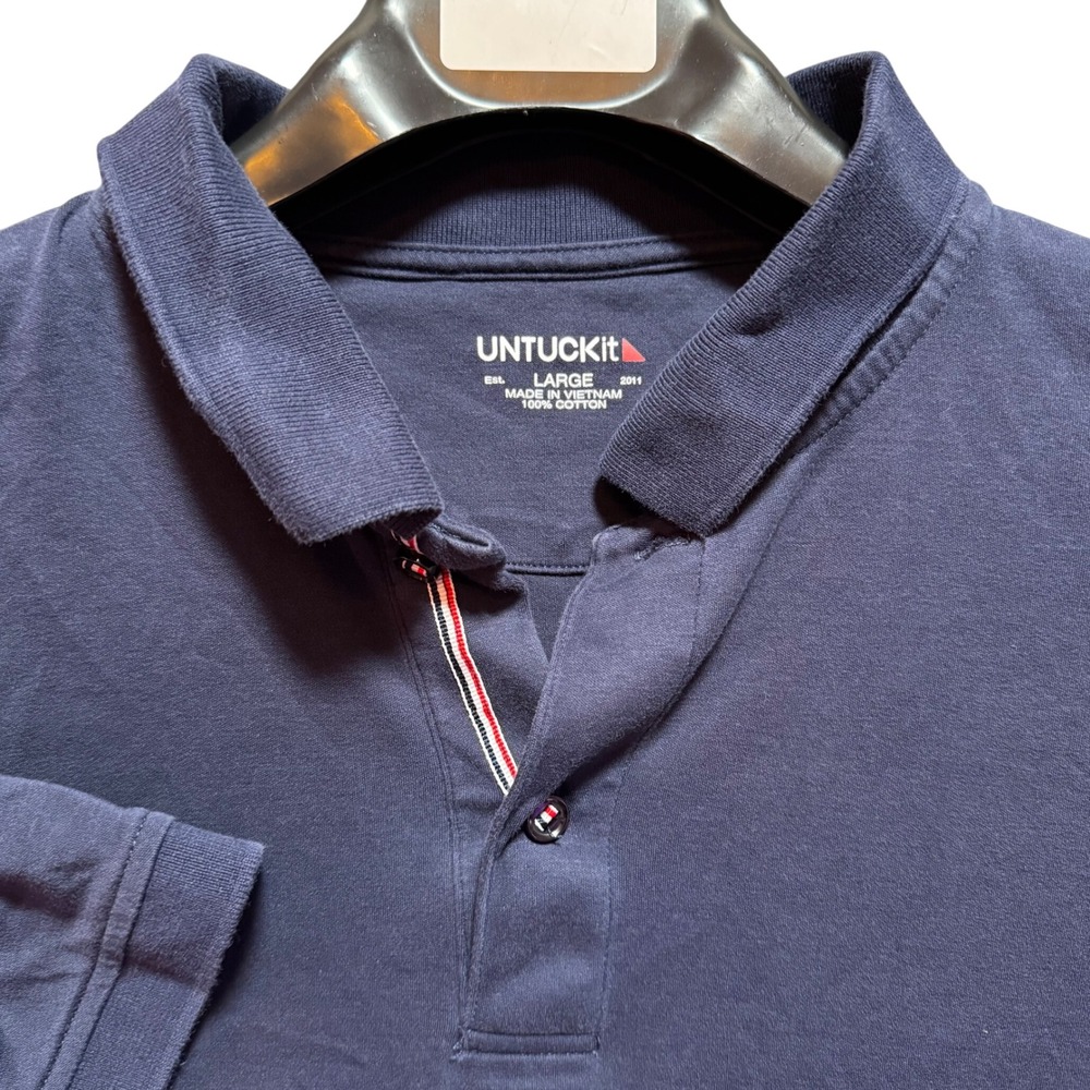 UNTUCKit‎ Damaschino Polo Shirt Mens Large Nav Navy Blue Cotton Casual Top
